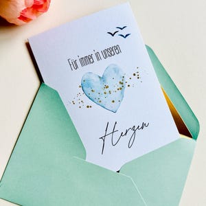Trauerkarte, Kondolenzkarte im Aquarellstil, Karte zur Beerdigung, Klappkarte  Beileidsbekundung, Karte für Hinterbliebene, Karte mit Herz