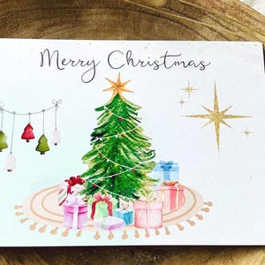 WEIHNACHTSKARTE Aquarell A6 Christbaum, Weihnachtspostkarte zum verschenken, Selbstgestaltete Aquarell Weihnachtskarte, Karte zu Weihnachten