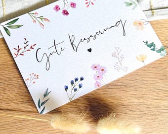 Karte Gute Besserung | Genesungskarte Aquarell | Karte zum Gute Besserung Geschenk | Postkarte Aufmunterung | Genesungskarte für Kollegin
