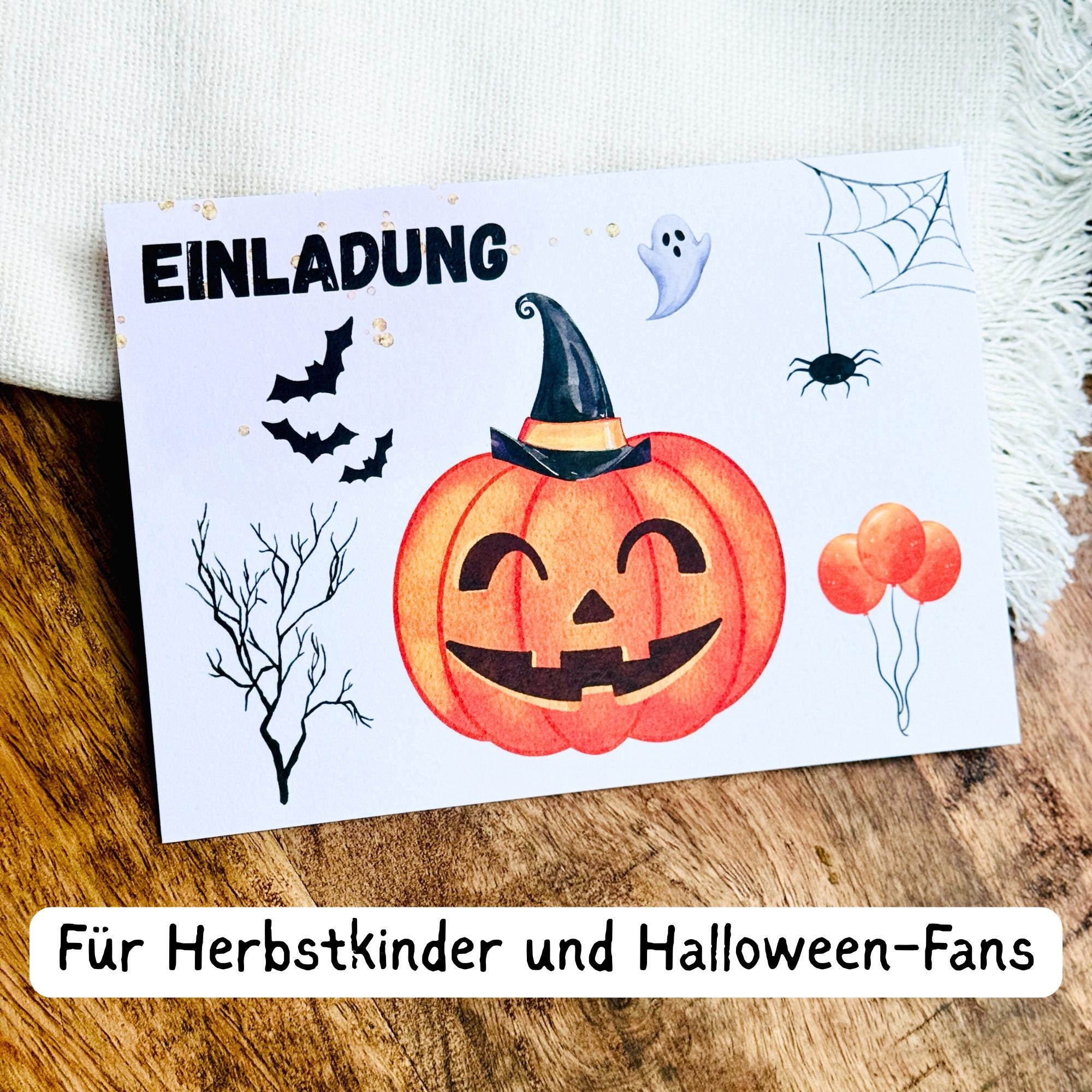 Geelin Halloween Party Einladungen – 30 Karten + 30 Umschläge, Kürbis-Design – Für Gruselige Feiern & Geburtstage