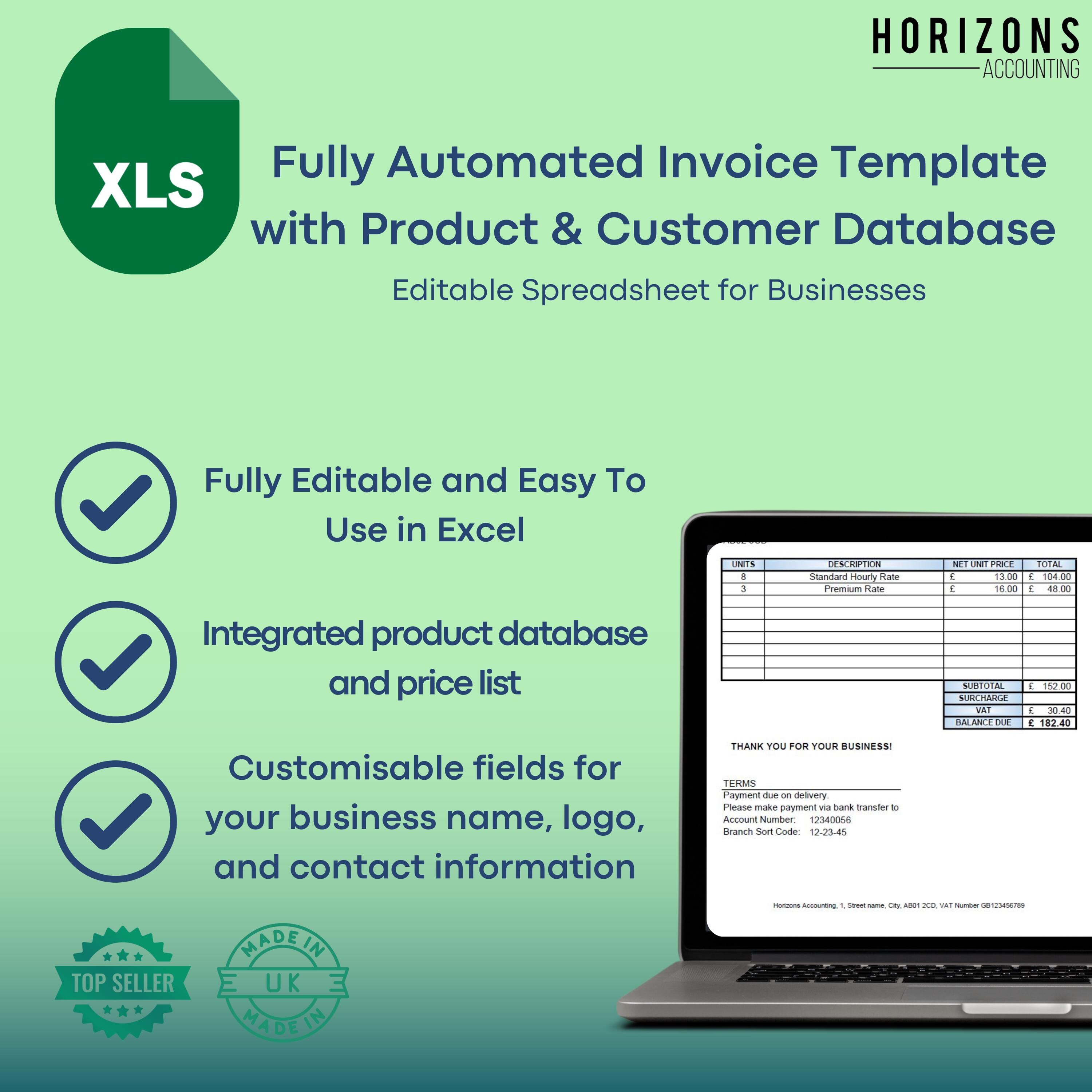 Fully Automated Invoice Template | Product & Customer Database | Fully ...