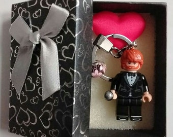 Ed Ginger Singer Custom Minifigure Handmade Keychain Pop Star Building Block Keyring, Backpack Charm with Premium Gift Box"