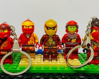 Custom Kai keychain made with a genuine modified LEGO minifigure & Gift Box - handmade Fire Ninja Gift
