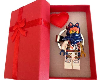 Custom Ninja Keychains made with genuine modified LEGO minifigures & Gift Box - handmade Anime Superhero Pack
