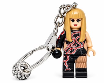 Custom Taylor Keychain made with building block minifigure & Gift Box - handmade Pop Music Singer Fan Gift Swiftie