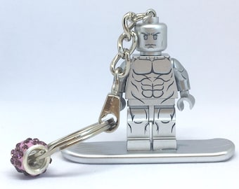 Silver Surfer/ Silver Surfer Woman Keychain & Present Box - Handmade custom Keyring - 2 - valentine day