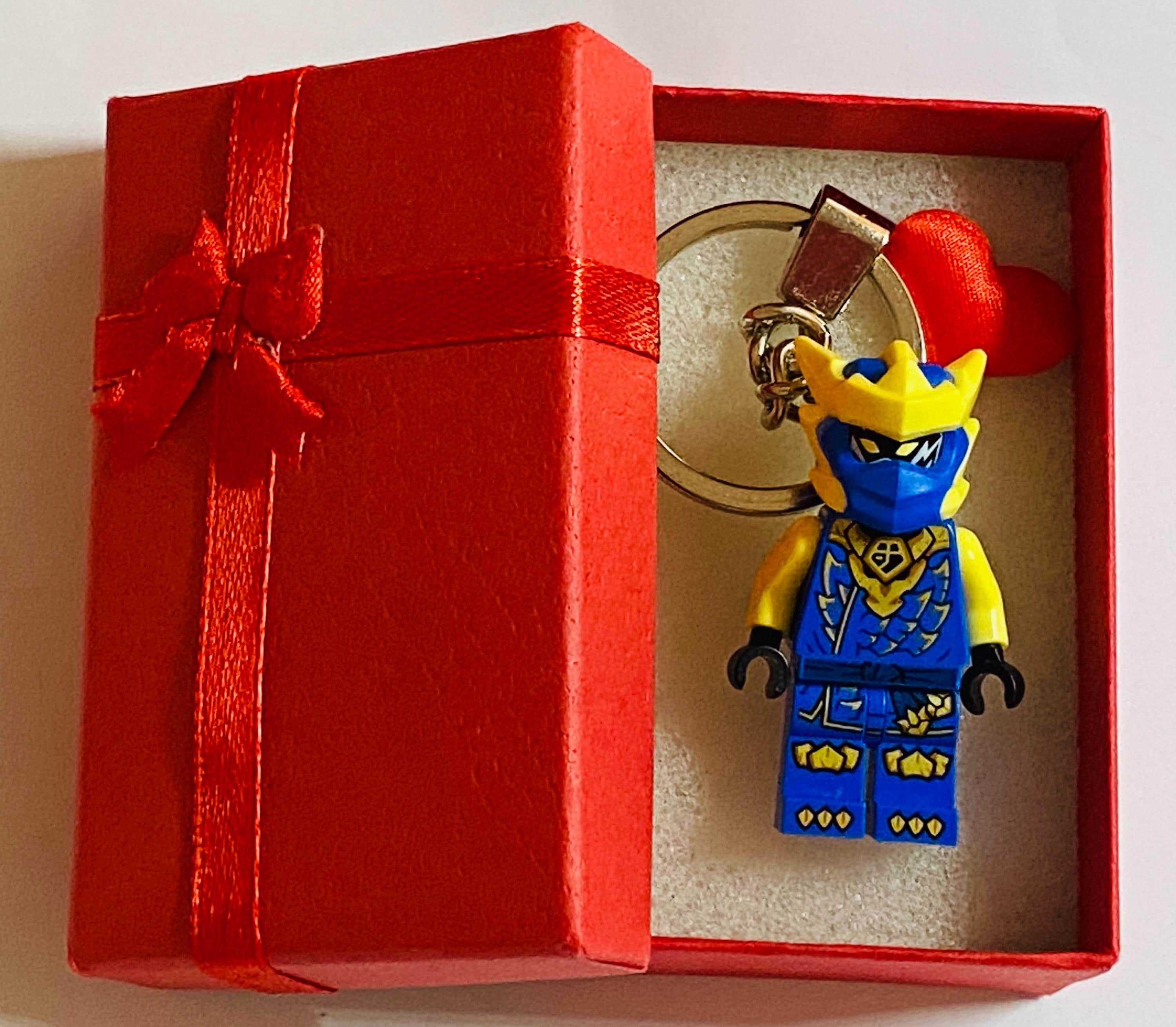 Lego Jay Ninja Keychain & Present Box - Custom Handmade Valentine