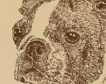Boston Terrier Rainbow Bridge - Personalized by renowned dog artist Kline adding any number of your dogs' names into his language art.