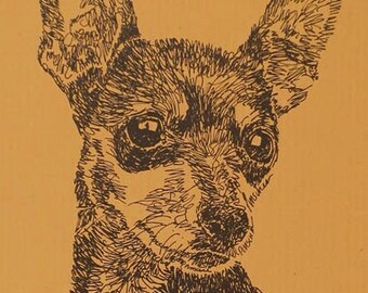 Miniature Pinscher Rainbow Bridge - Personalized by renowned dog artist Kline adding any number of your dogs' names into his language art.