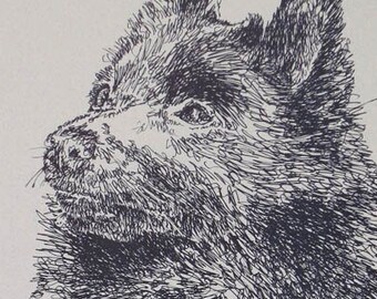 Schipperke Rainbow Bridge - Personalized by renowned dog artist Kline adding any number of your dogs' names into his language art.