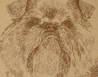 Brussels Griffon Rainbow Bridge - Personalized by renowned dog artist Kline adding any number of your dogs' names into his language art.