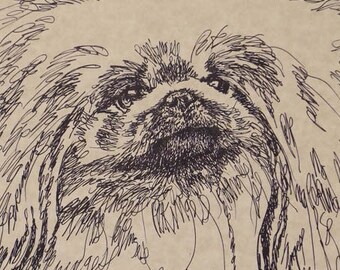 Pekingese Rainbow Bridge - Personalized by renowned dog artist Kline adding any number of your dogs' names into his language art.