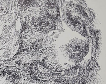 Bernese Mountain Dog Rainbow Bridge - Personalized by renowned dog artist Kline adding any number of your dogs' names into his language art.