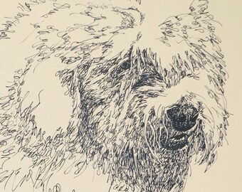 Old English Sheepdog Rainbow Bridge - Personalized by renowned dog artist Kline adding any number of your dogs' names into his language art.