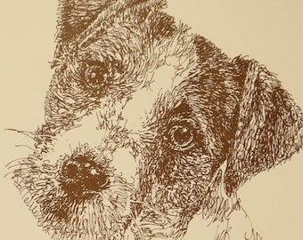Jack Russell Terrier Rainbow Bridge - Personalized by renowned dog artist Kline adding any number of your dogs' names into his language art.