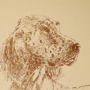 English Setter - Artist Kline draws his dog art using only words. Signed 11x17 Lithograph 9/500 - Your Dogs Name added Free