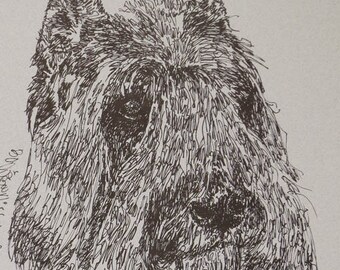 Bouvier des Flandres Rainbow Bridge - Personalized by renowned dog artist Kline adding any number of your dogs' names into his language art.