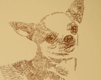 Rainbow Bridge Chihuahua - Personalized by renowned dog artist Kline adding any number of your dogs' names into his language art.