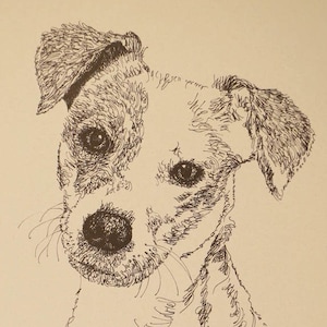 Jack Russell Terrier Smooth dog art portrait drawing from words. Dog's name added into art FREE. Great gift Signed Kline 11X17 Lithograph 23