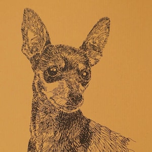 Miniature Pinscher - Artist Kline draws his dog art using only words. Signed 11x17 Lithograph 84/500 - Artist Will Add Your Dogs Name Free