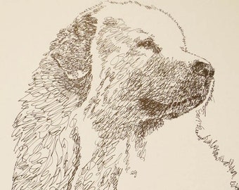 Great Pyrenees - Artist Kline draws his dog art using words. Signed 11x17 Lithograph 137/500 - Your Dogs Name added Free