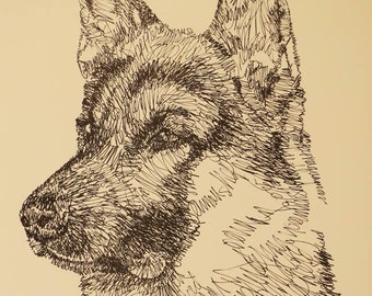 Rainbow Bridge German Shepherd – Personalized by renowned dog artist Kline adding any number of your dogs' names into his language art.