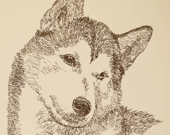 Rainbow Bridge Siberian Husky - Personalized by renowned dog artist Kline adding any number of your dogs' names into his language art.