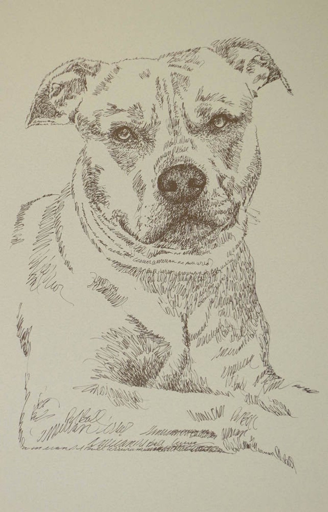 American Pit Bull Terrier El artista Kline dibuja su arte de - Etsy España