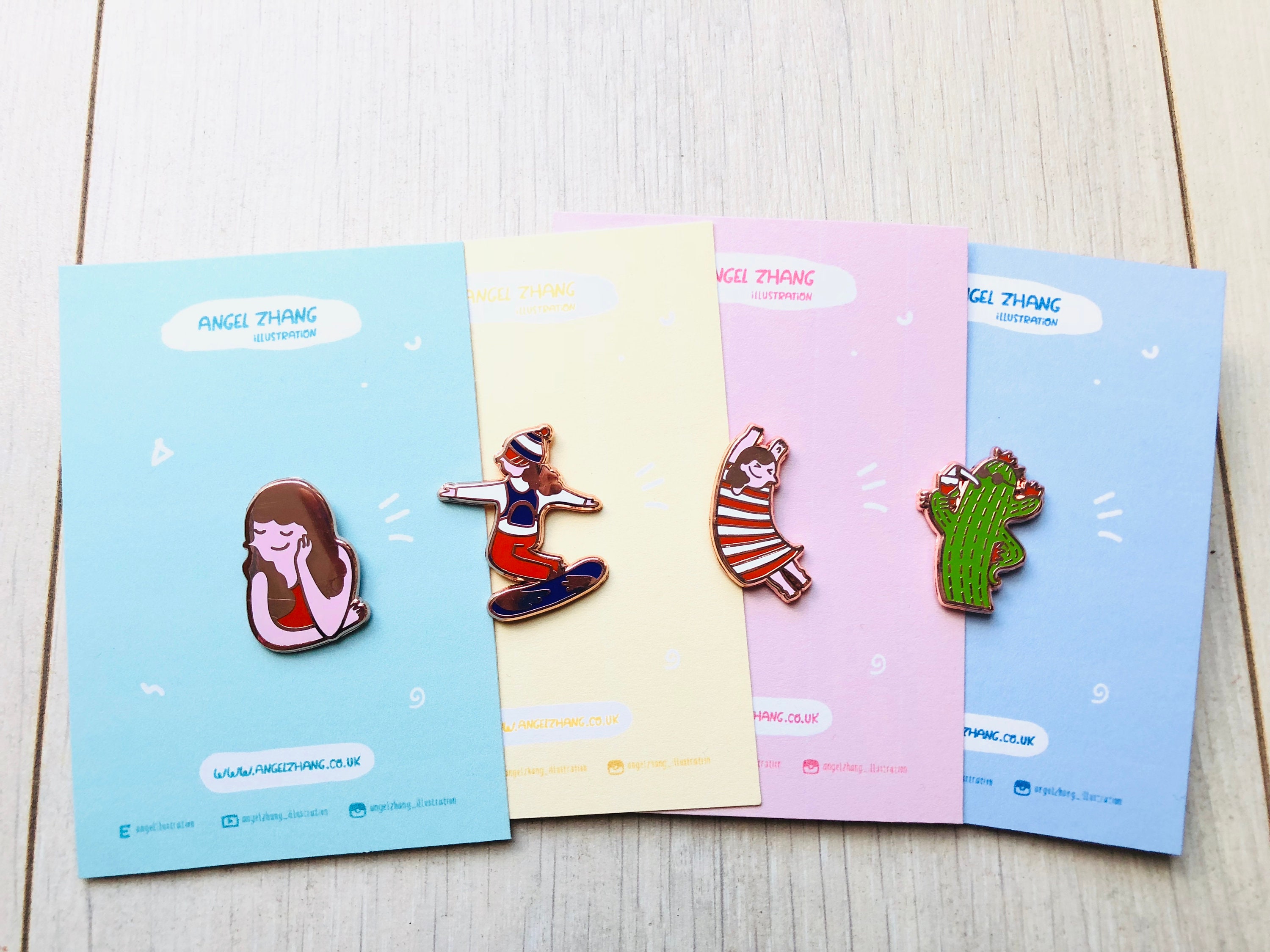 Cute Enamel Pin – Rose Gold, Kawaii Illustration Brooch - Etsy