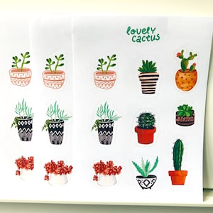 Hecho a mano suculento y Cactus pegatina hoja - pegatinas suculentas - pegatinas de cactus - plantas lindas