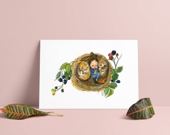 Curl up to sleep like a dormouse art print A5