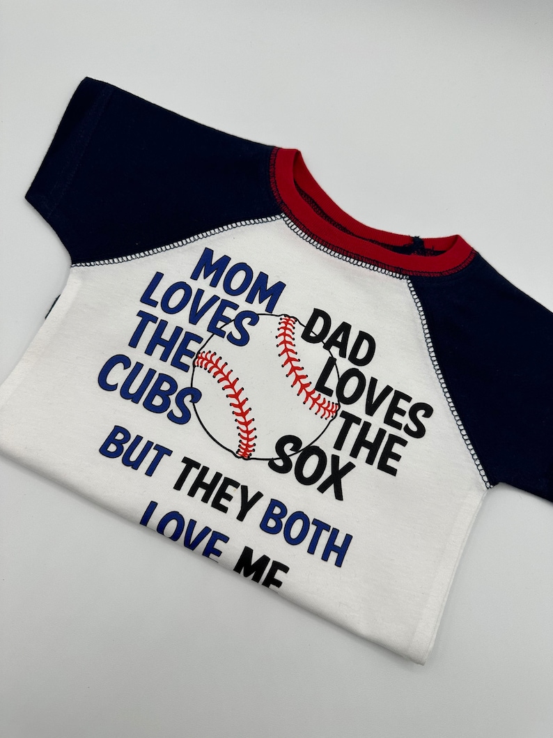 House Divided, Sox, Cubs t shirt, baseball shirt. bodysuit shirt, baby gift, sports rivals, team, Chicago image 3