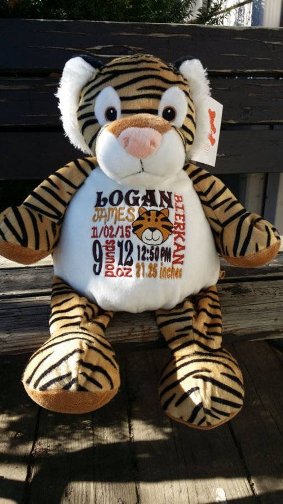 birth announcement adoption animal keepsake Personalized Stuffed Tiger