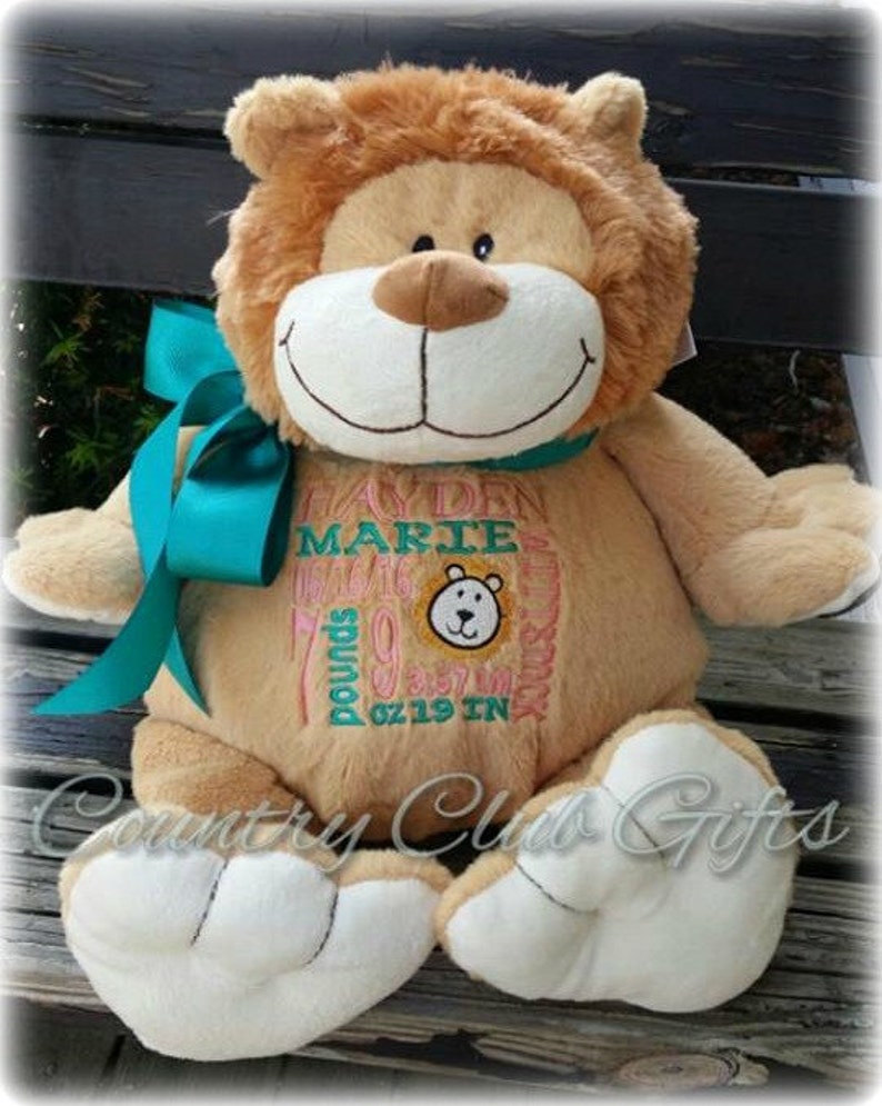 Personalized Baby Gift Birth Stat Lion Stuffed Lion Birth Etsy