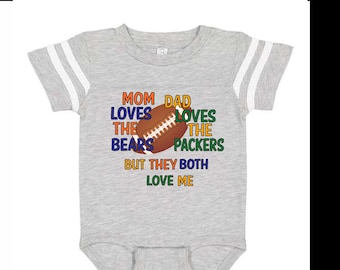 House Divided, bears, packers t shirt, baseball shirt. bodysuit shirt, baby gift, sports rivals, team