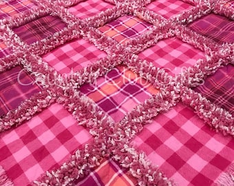 Baby rag quilt, Pink plaid baby blanket, baby gift,baby girl, baby shower gift,new baby gift, Pink rag quilt,crib bedding, Girl gift