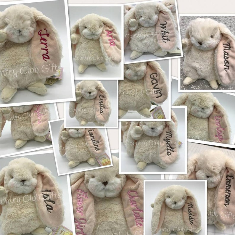 Personalized bunny Baby gift basket baby shower gift stuffed animal Easter Basket baby boy gift baby girl gift Tiny Nibble image 6