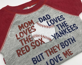 House Divided baseball baby shirt | red sox | yankees t-shirt | baseball shirt | baby gift | sports rivals | team | Raglan Sleeve