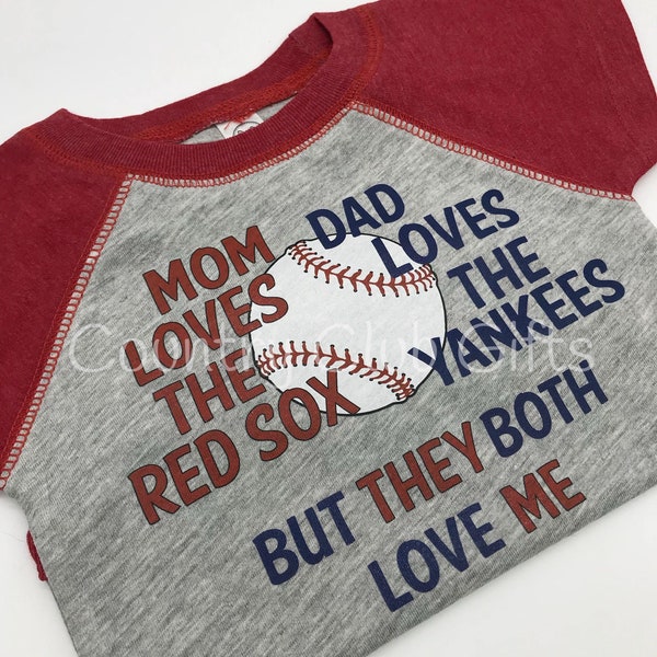 House Divided baseball baby shirt | red sox | yankees t-shirt | baseball shirt | baby gift | sports rivals | team | Raglan Sleeve