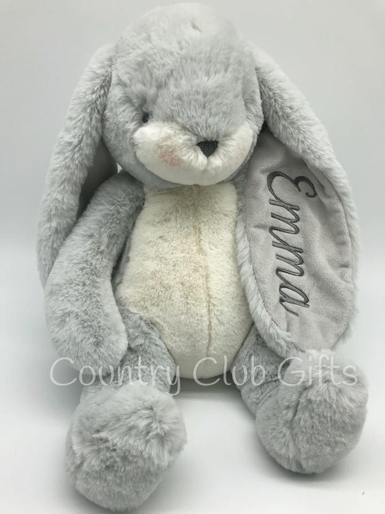 Personalized stuffed animal, baby gift, Easter Basket, baby boy gift, baby girl gift, bunny w/name on ear, Sweet Nibble, embroidered bunny image 4