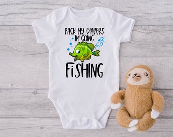 Baby shirt | Pack my diapers I'm going fishing | baby bodysuit | funny infant shirt | cute baby shirt | kid shirt going fishing pack diapers