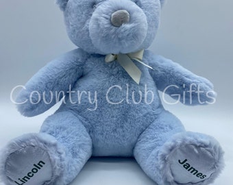 Personalized Teddy Bear | Stuffed bear with name  | Blue teddy bear | Super soft bear for baby | Baby gift | Baby boy | Baby Girl| Blue bear