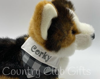 Personalized Tri-Colored Corgi | kids dogs | Corgi stuffed animal | Stuffed dog with name | custom puppy | Boy or girl gift | pup in Bandana