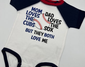 House Divided, Sox, Cubs t shirt, baseball shirt. bodysuit shirt, baby gift, sports rivals, team, Chicago