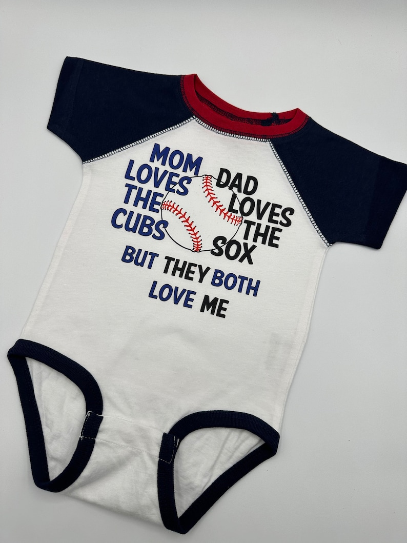 House Divided, Sox, Cubs t shirt, baseball shirt. bodysuit shirt, baby gift, sports rivals, team, Chicago image 1