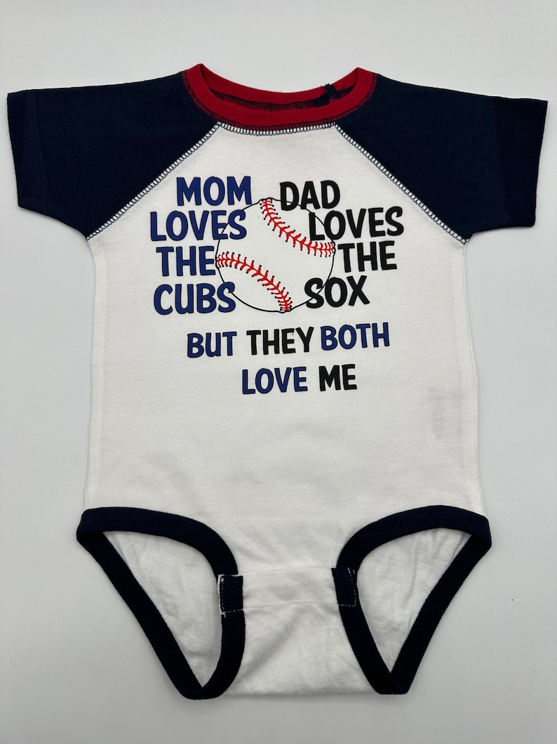 House Divided, Sox, Cubs t shirt, baseball shirt. bodysuit shirt, baby gift, sports rivals, team, Chicago image 2