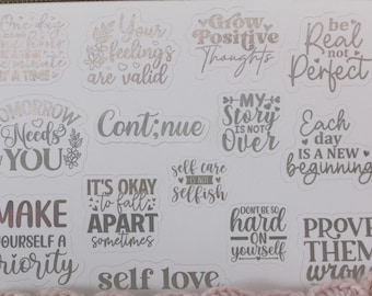 Foiled Mental Health Journal Stickers: Planner Scrapbook Decals