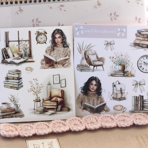 Booklover - Large Deco Sticker Sheet, Planner, Bullet Journal Stickers, Scrapbook, Journal Stickers, Functional, Minimal, Hobonichi