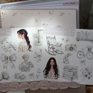 Toile a Fleurs - Large Deco Sticker Sheet, Planner, Bullet Journal Stickers, Scrapbooking, Journal Stickers, Functional, Minimal, Hobonichi