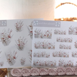 Wildflowers - Large Deco Sticker Sheet, Planner, Bullet Journal Stickers, Scrapbooking, Journal Stickers, Functional, Minimal, Hobonichi